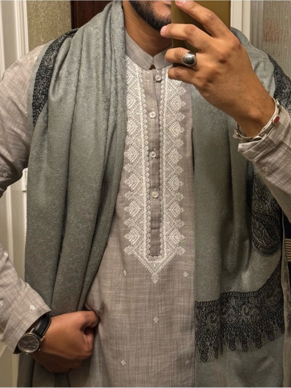 GUL AHMED MEN’S KURTA  + PANTS + SHAWL — PREMIUM PAKISTANI FORMAL WEAR